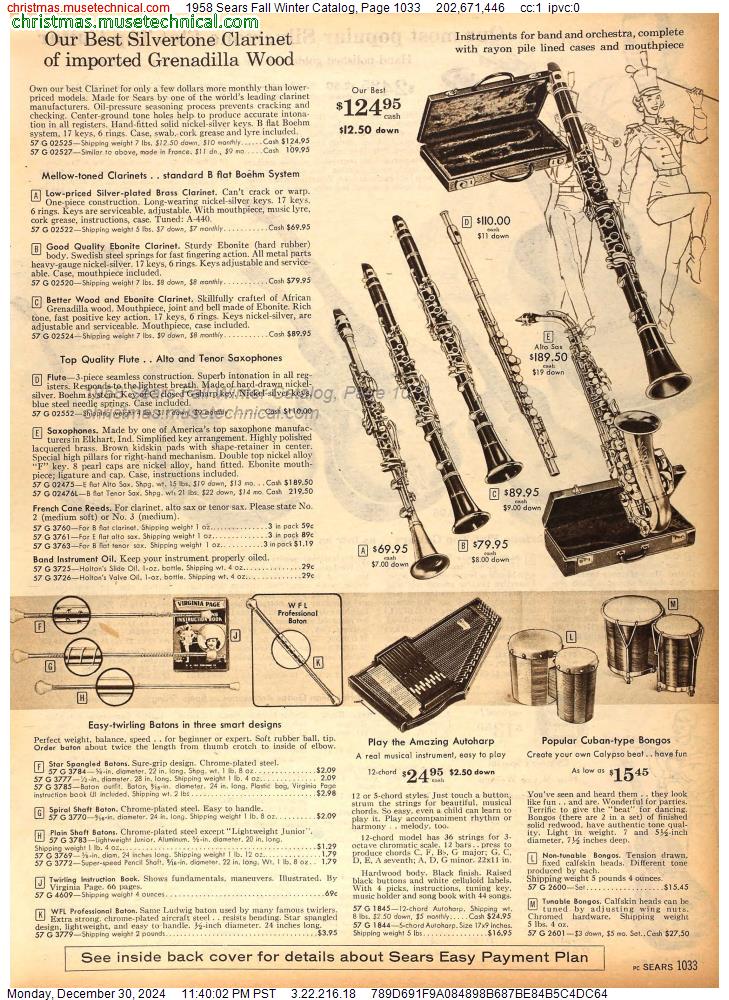 1958 Sears Fall Winter Catalog, Page 1033