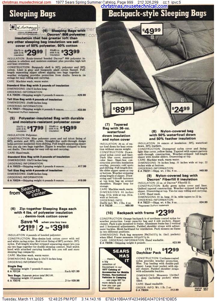 1977 Sears Spring Summer Catalog, Page 999