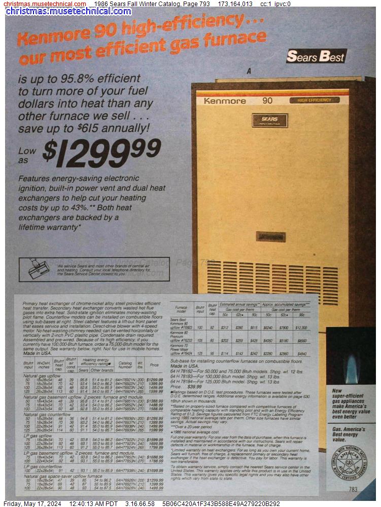 1986 Sears Fall Winter Catalog, Page 793