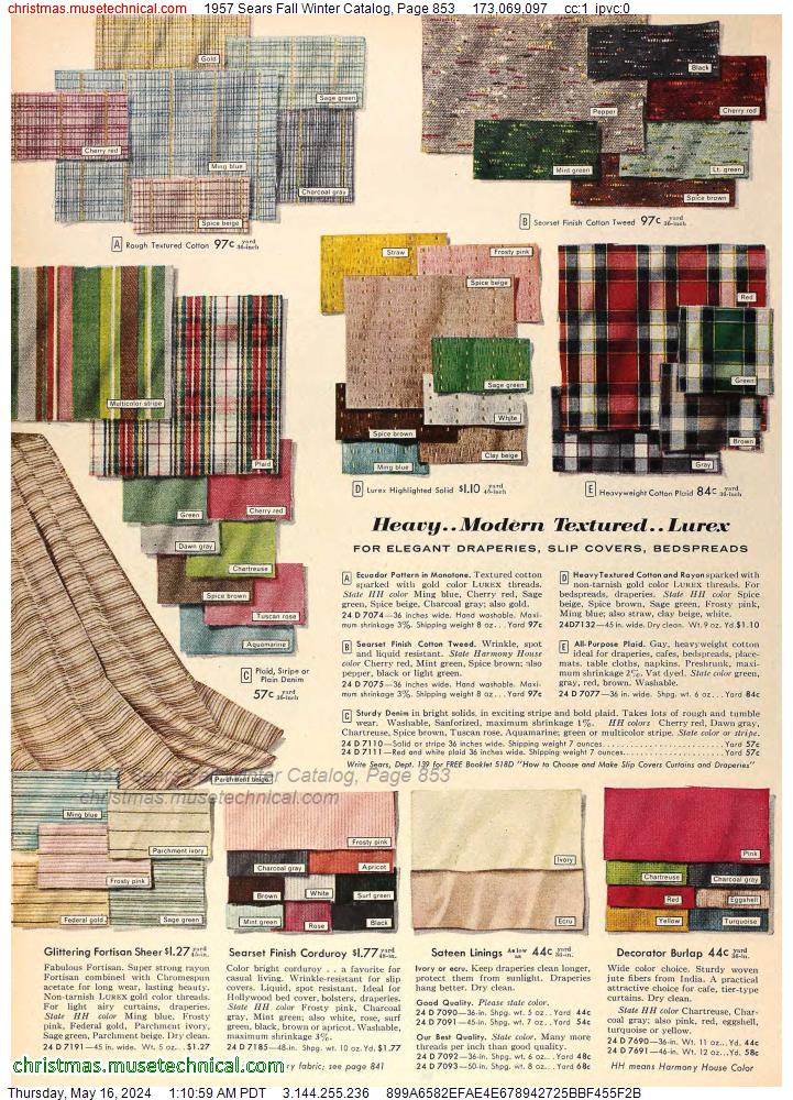 1957 Sears Fall Winter Catalog, Page 853
