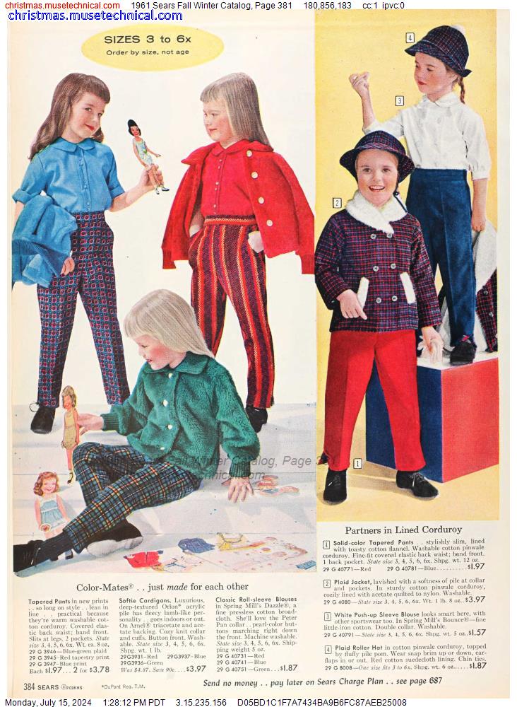 1961 Sears Fall Winter Catalog, Page 381