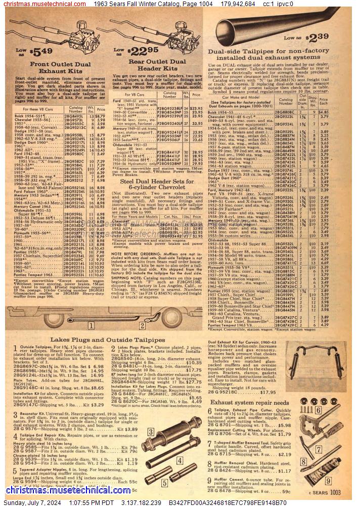1963 Sears Fall Winter Catalog, Page 1004
