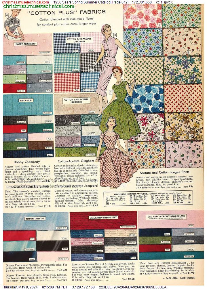 1956 Sears Spring Summer Catalog, Page 612