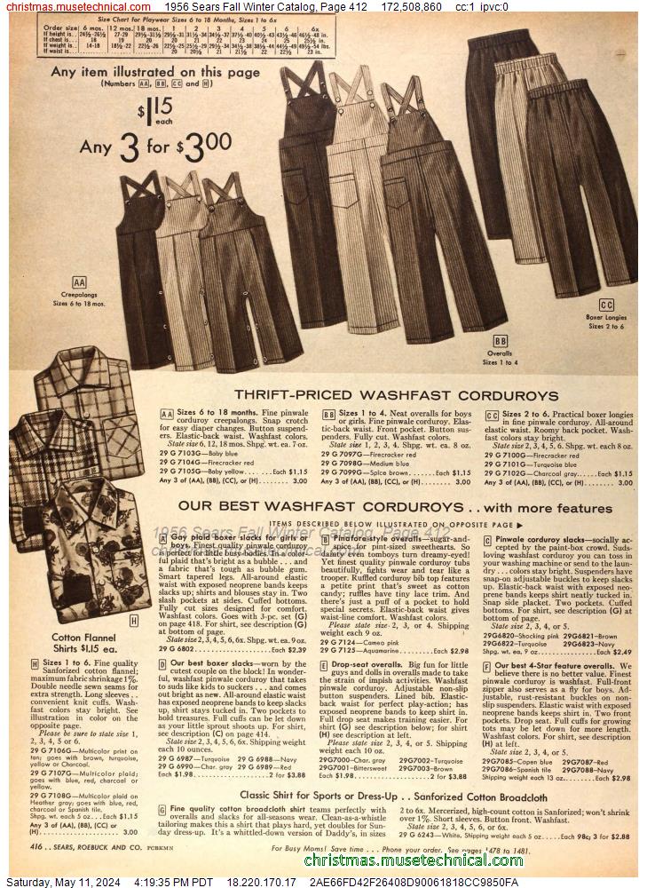 1956 Sears Fall Winter Catalog, Page 412