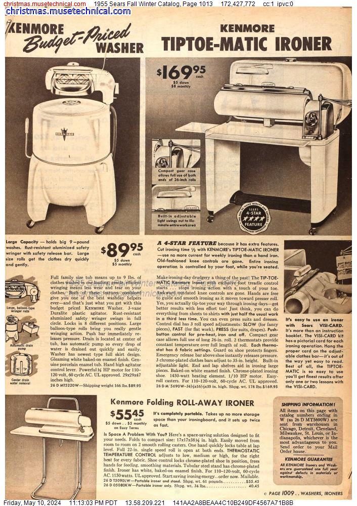 1955 Sears Fall Winter Catalog, Page 1013