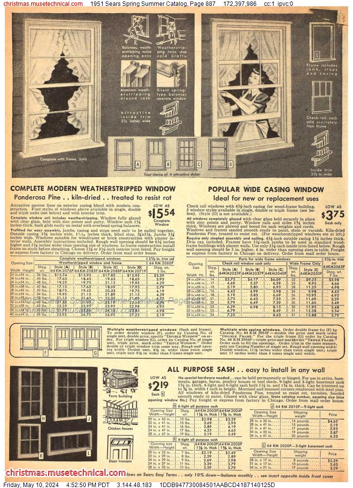 1951 Sears Spring Summer Catalog, Page 887