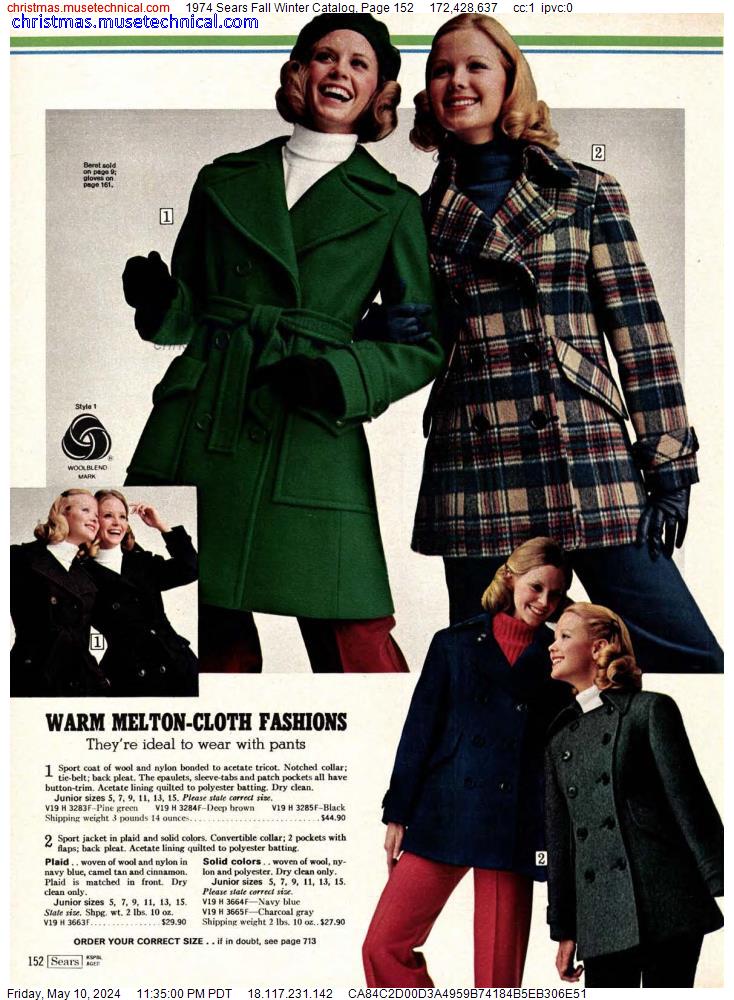 1974 Sears Fall Winter Catalog, Page 152