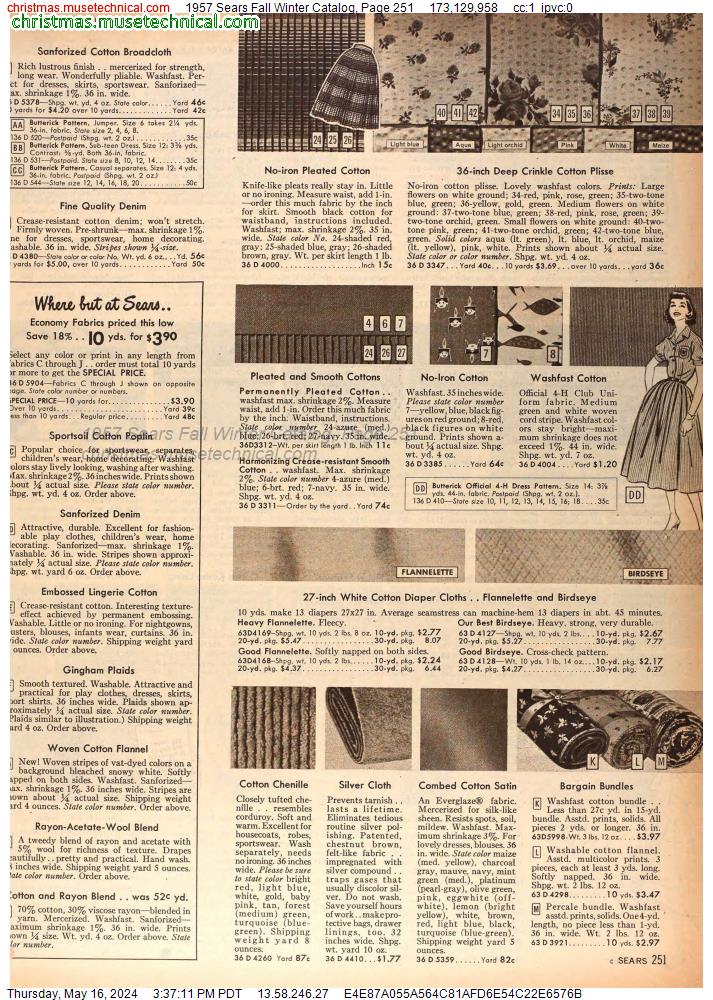 1957 Sears Fall Winter Catalog, Page 251