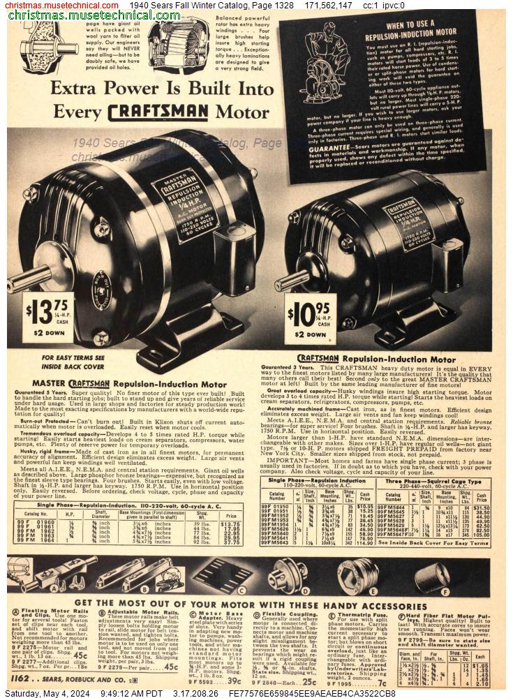 1940 Sears Fall Winter Catalog, Page 1328