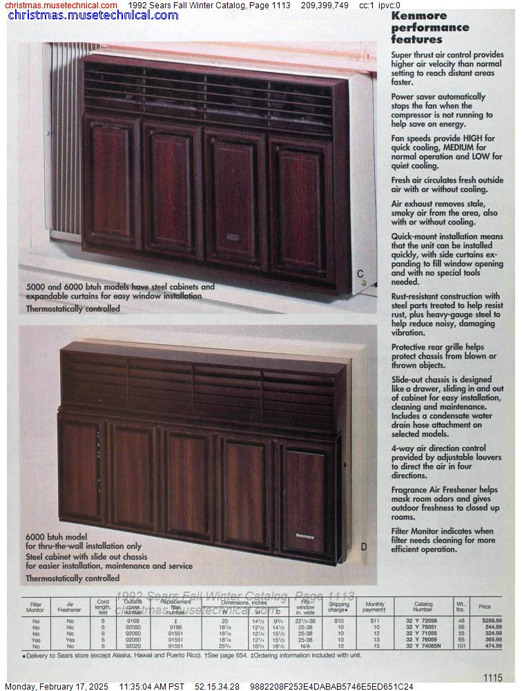 1992 Sears Fall Winter Catalog, Page 1113