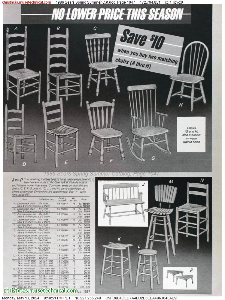 1986 Sears Spring Summer Catalog, Page 1047