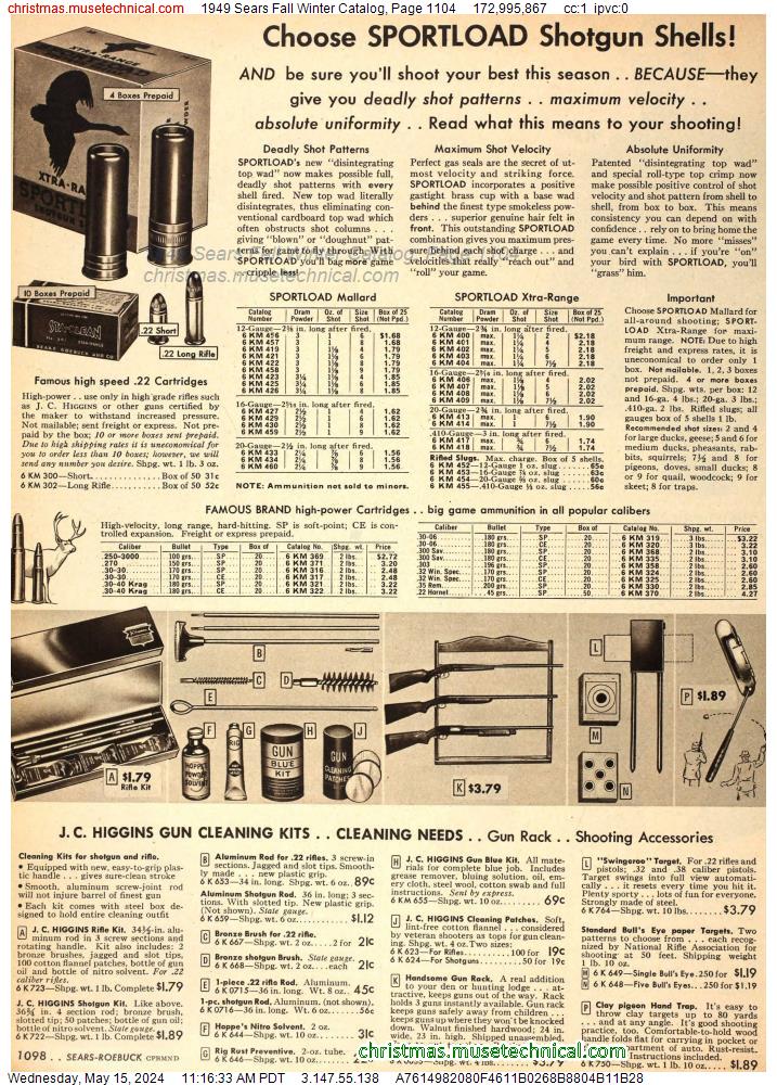 1949 Sears Fall Winter Catalog, Page 1104