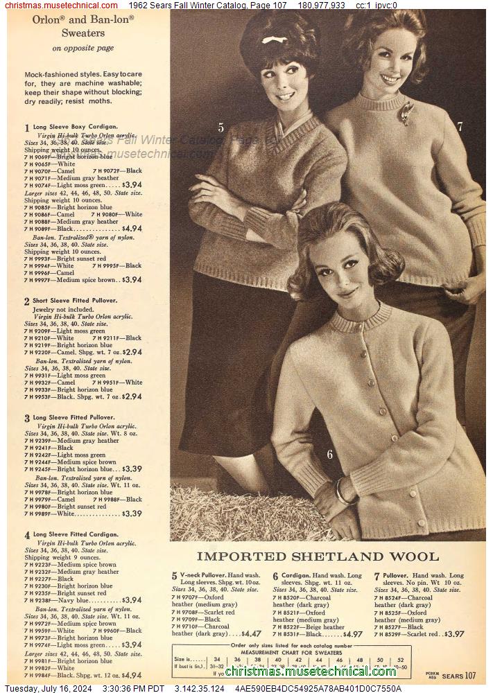 1962 Sears Fall Winter Catalog, Page 107
