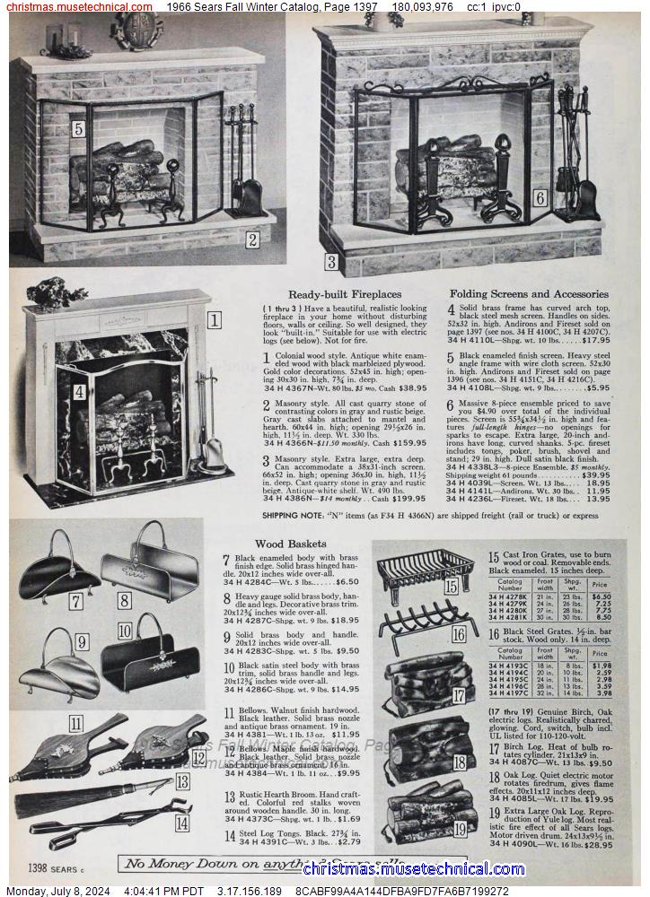 1966 Sears Fall Winter Catalog, Page 1397