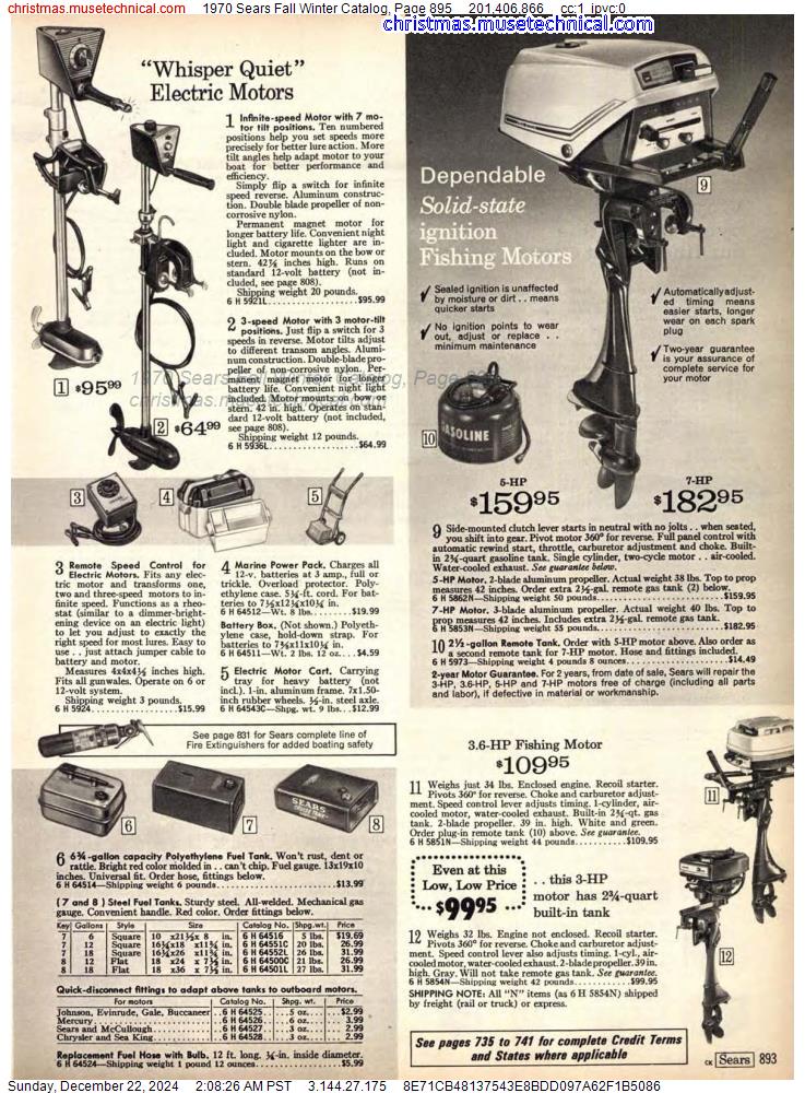 1970 Sears Fall Winter Catalog, Page 895