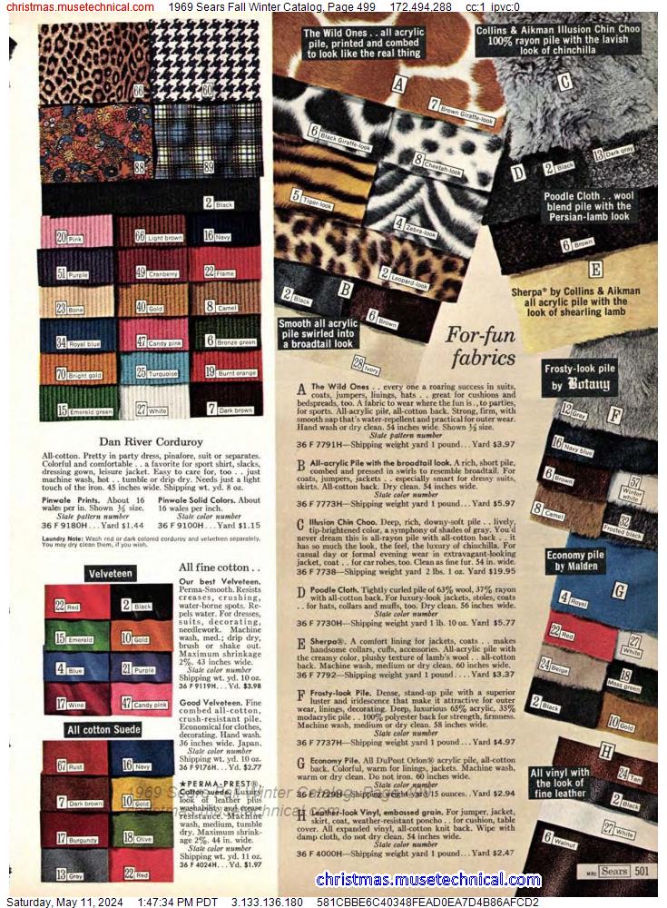 1969 Sears Fall Winter Catalog, Page 499