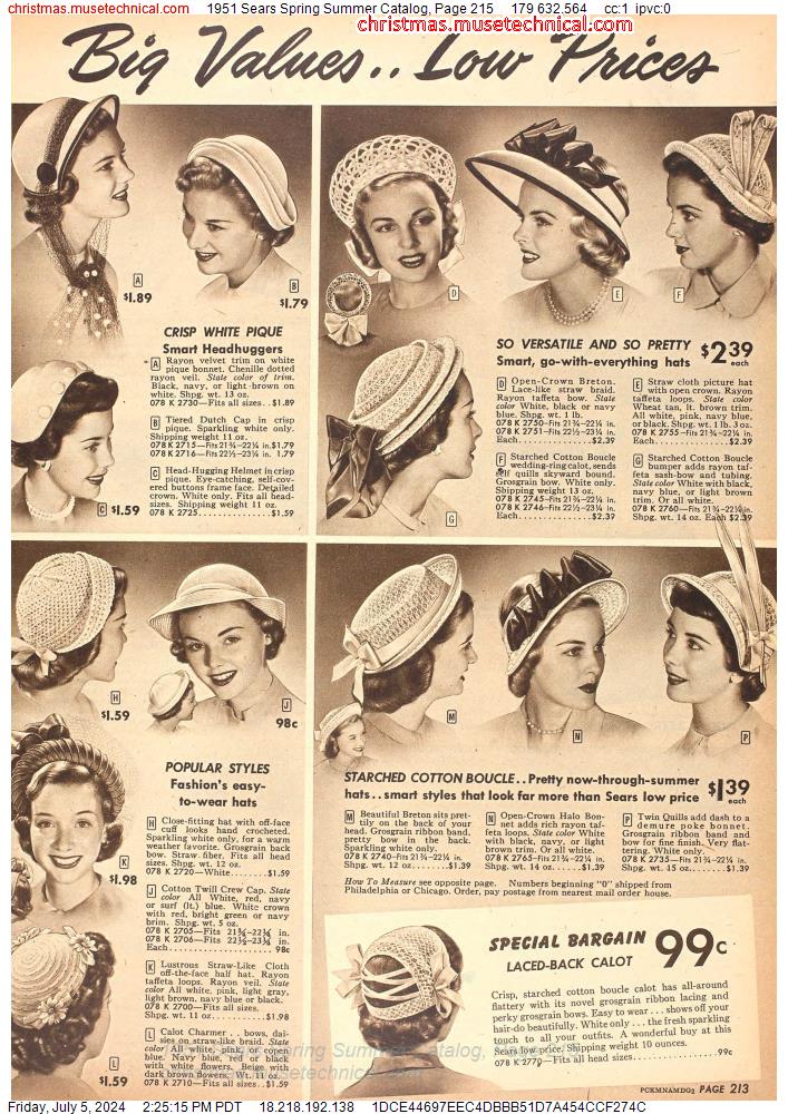 1951 Sears Spring Summer Catalog, Page 215