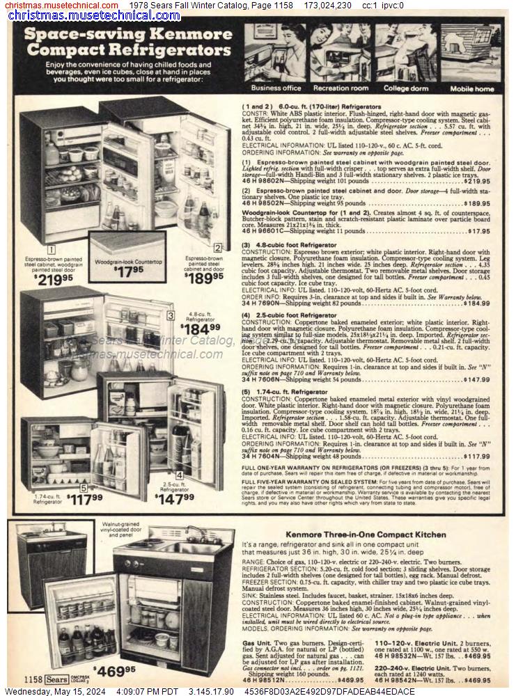 1978 Sears Fall Winter Catalog, Page 1158