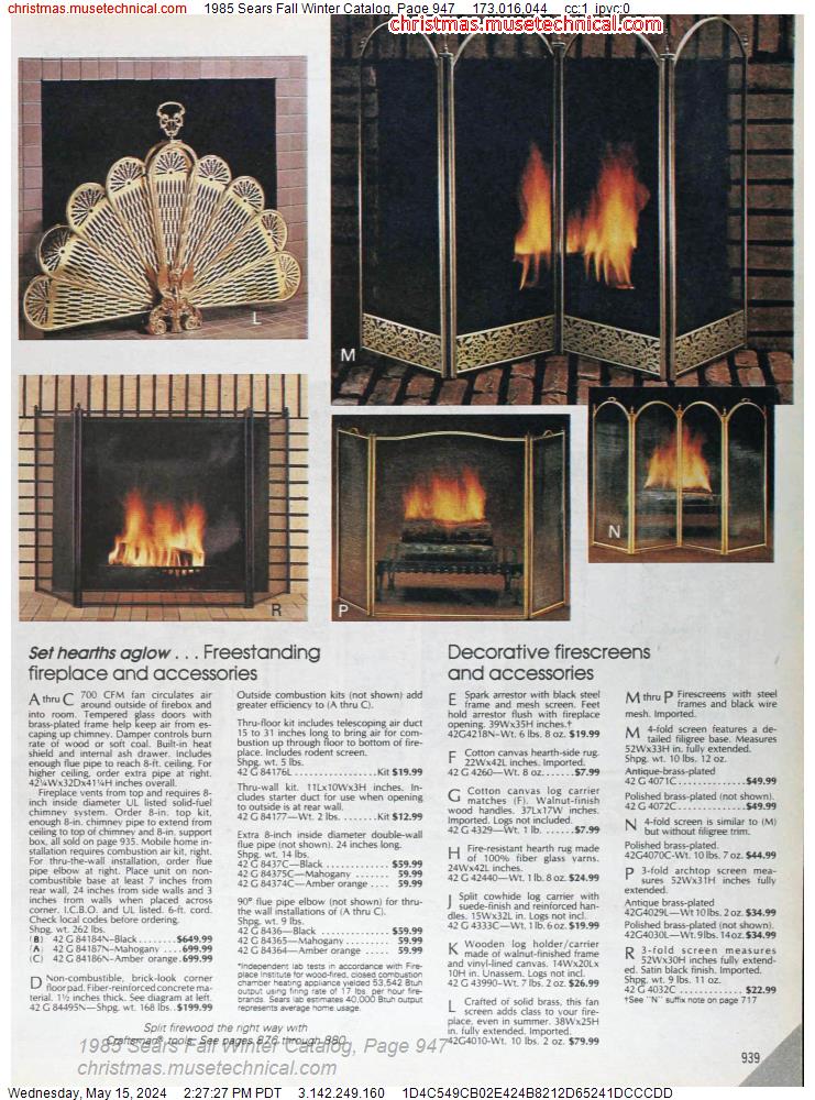 1985 Sears Fall Winter Catalog, Page 947