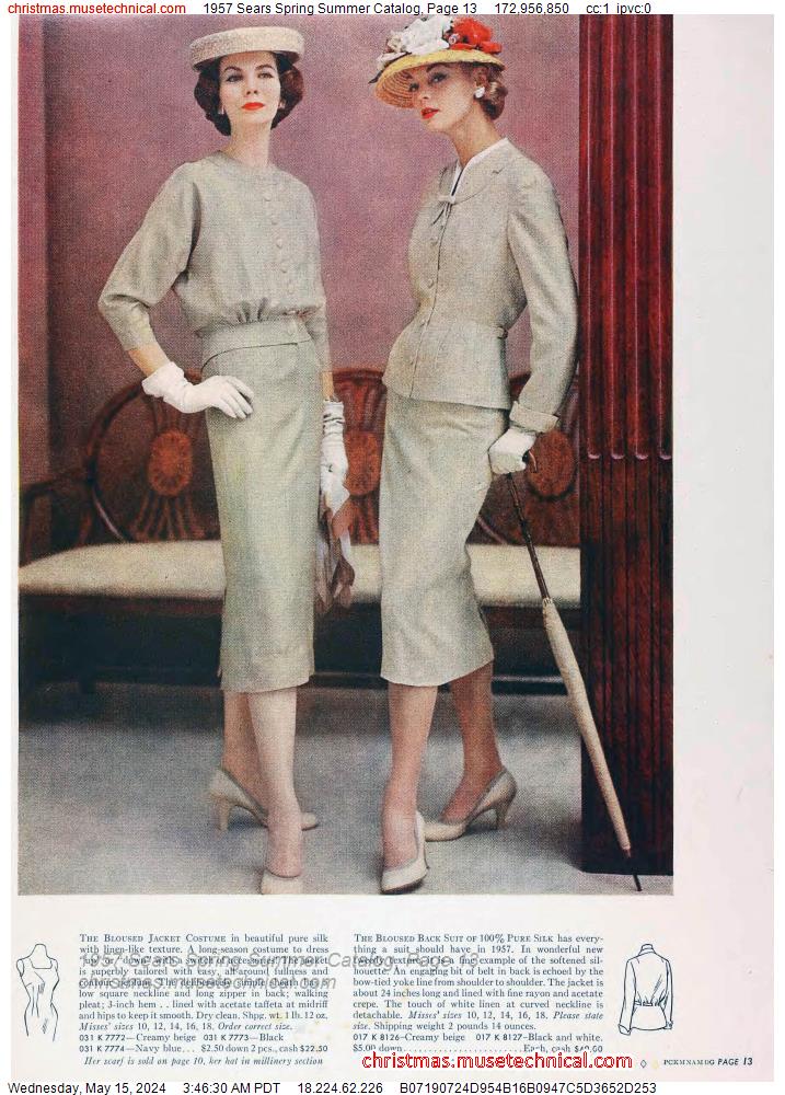 1957 Sears Spring Summer Catalog, Page 13