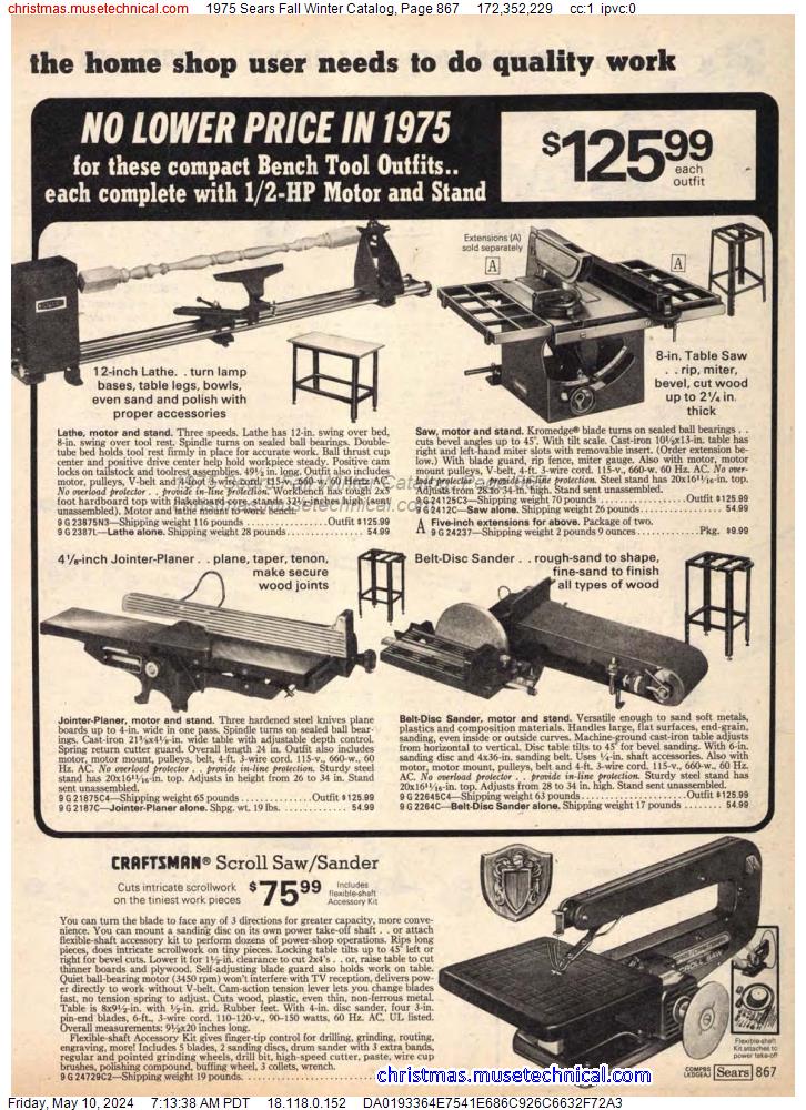 1975 Sears Fall Winter Catalog, Page 867