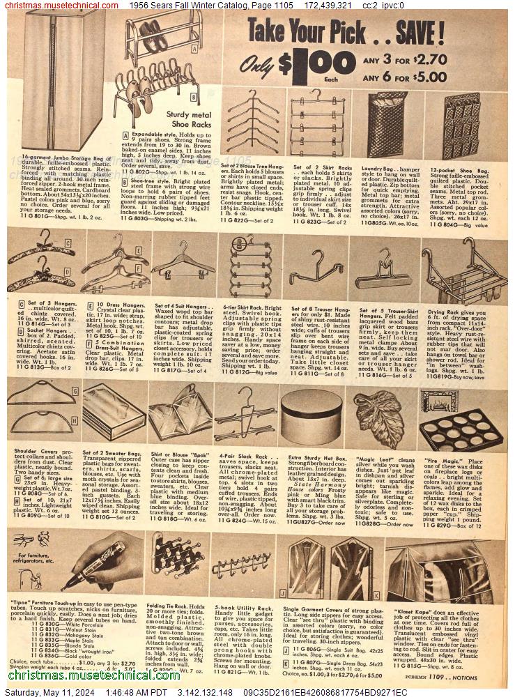 1956 Sears Fall Winter Catalog, Page 1105