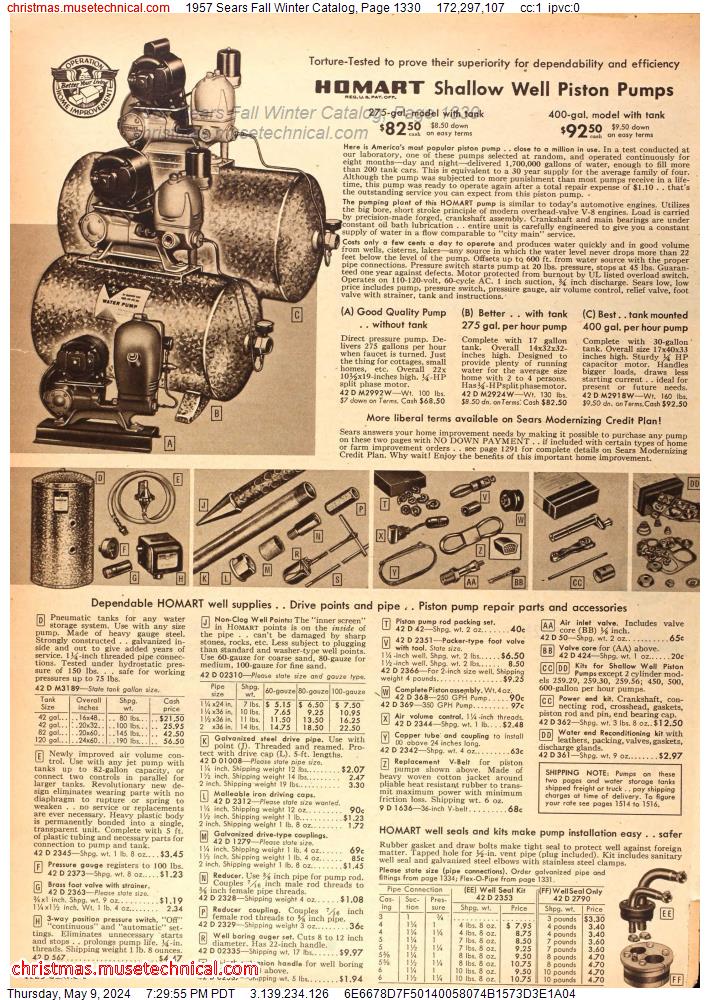 1957 Sears Fall Winter Catalog, Page 1330