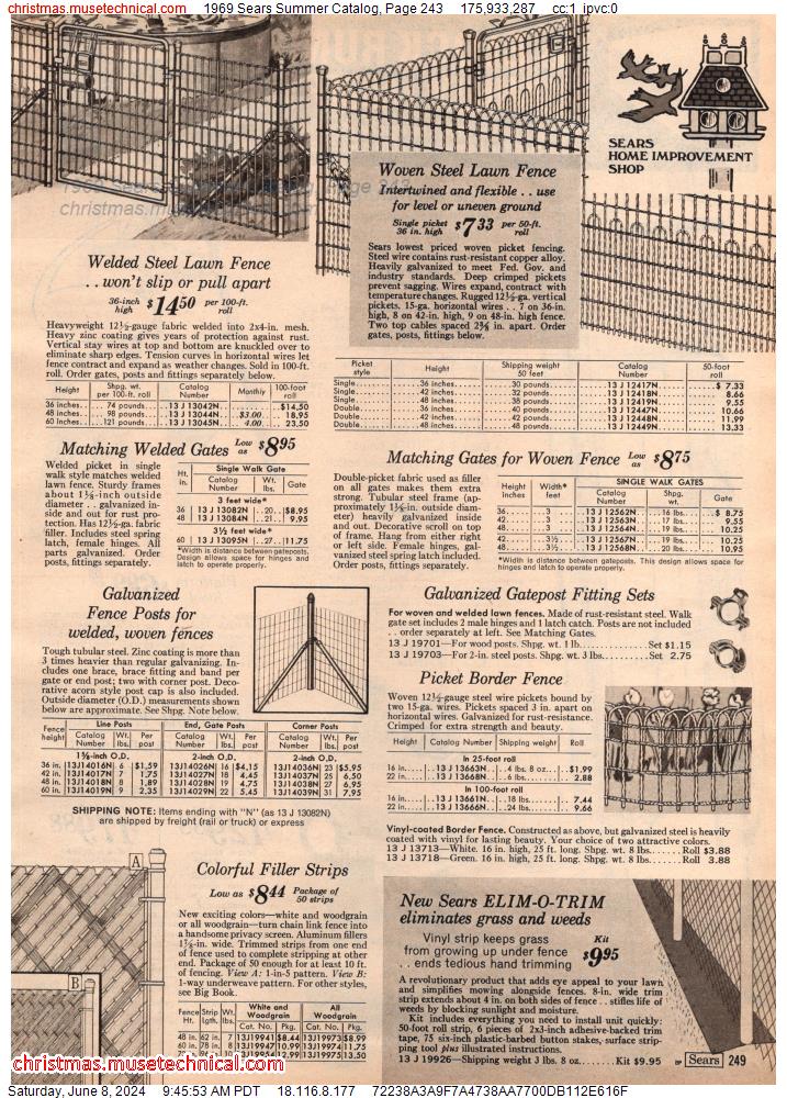 1969 Sears Summer Catalog, Page 243
