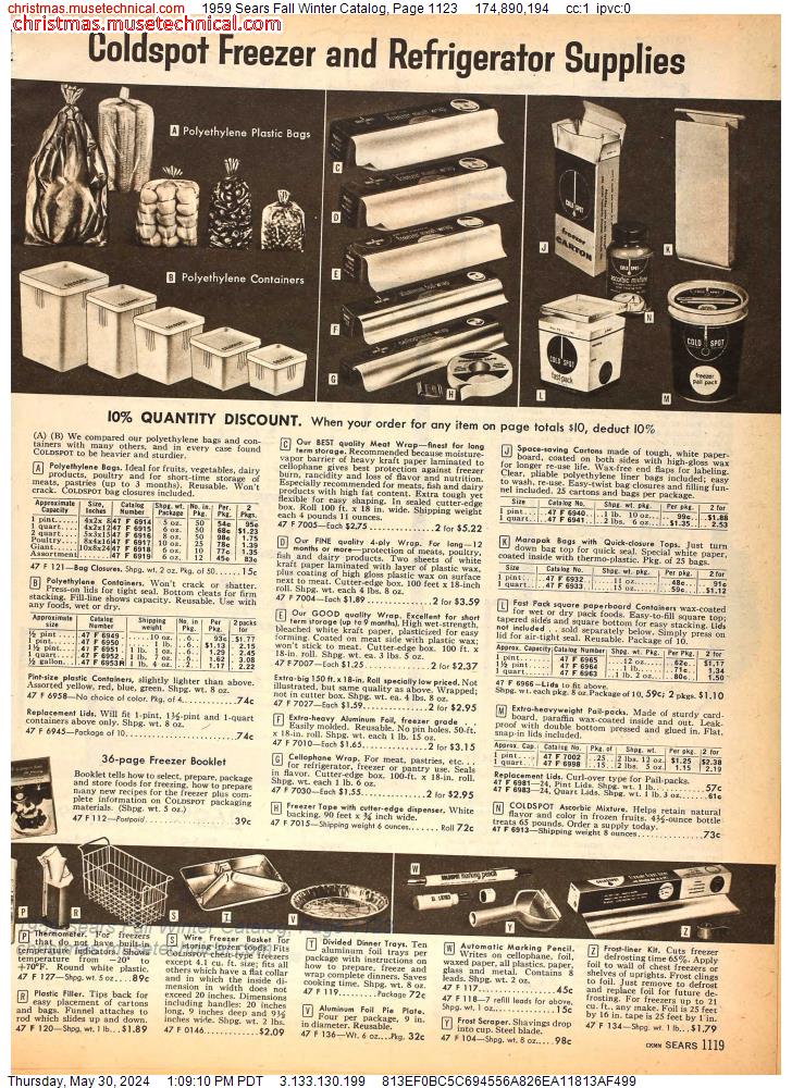 1959 Sears Fall Winter Catalog, Page 1123