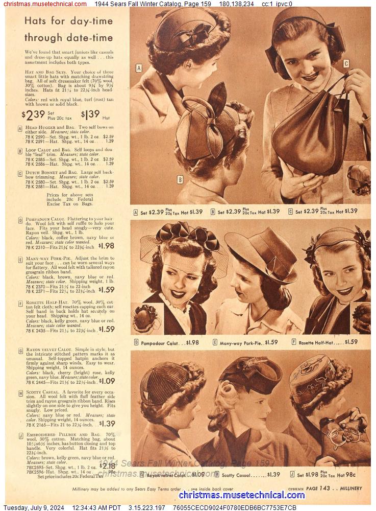 1944 Sears Fall Winter Catalog, Page 159