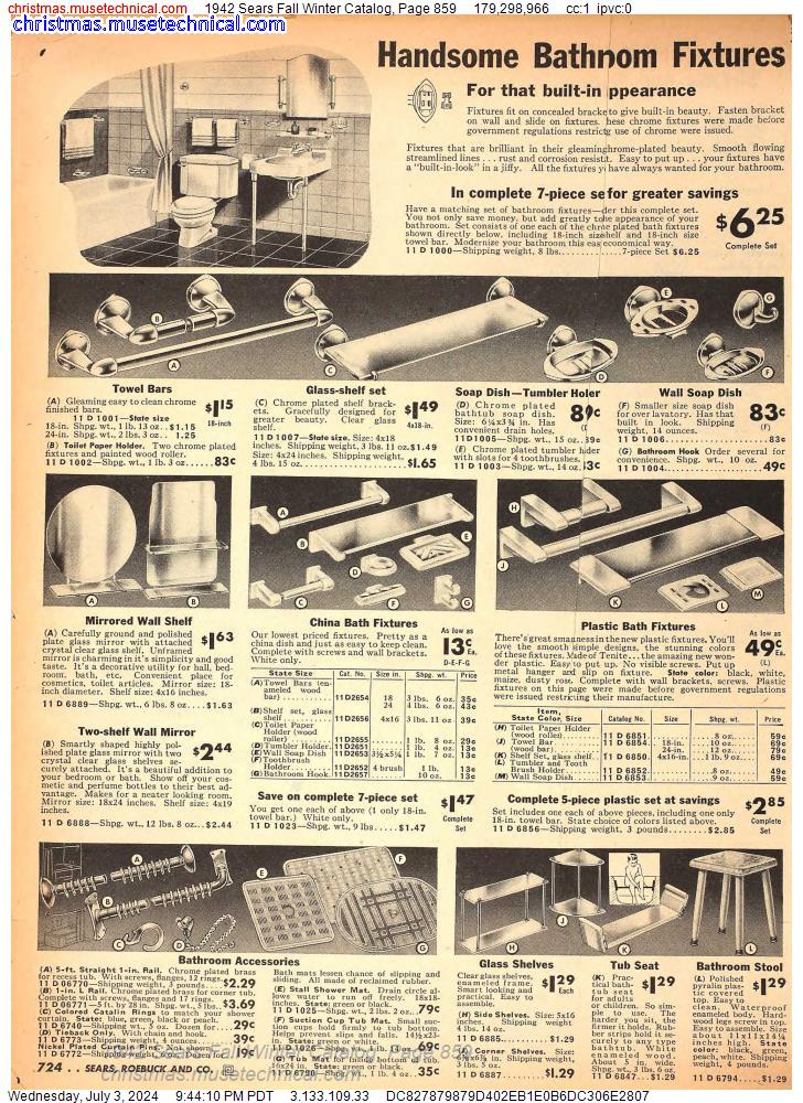 1942 Sears Fall Winter Catalog, Page 859