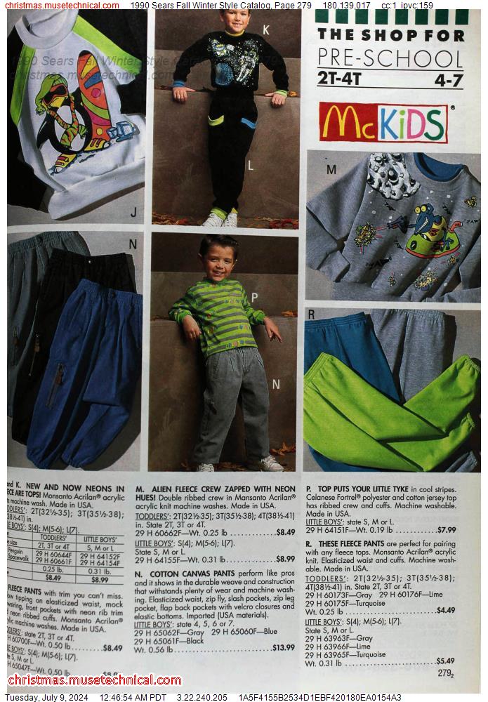 1990 Sears Fall Winter Style Catalog, Page 279