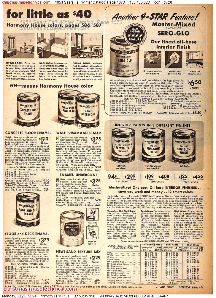 1951 Sears Fall Winter Catalog, Page 1073
