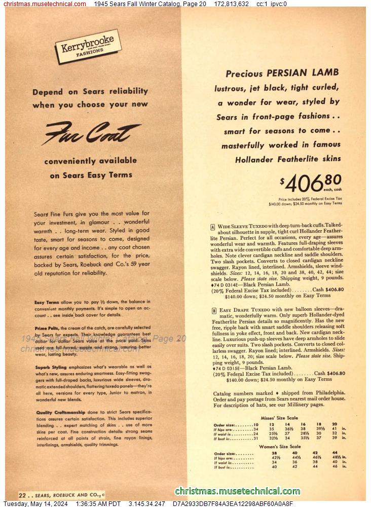 1945 Sears Fall Winter Catalog, Page 20