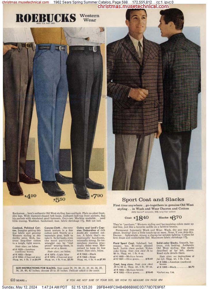 1962 Sears Spring Summer Catalog, Page 598