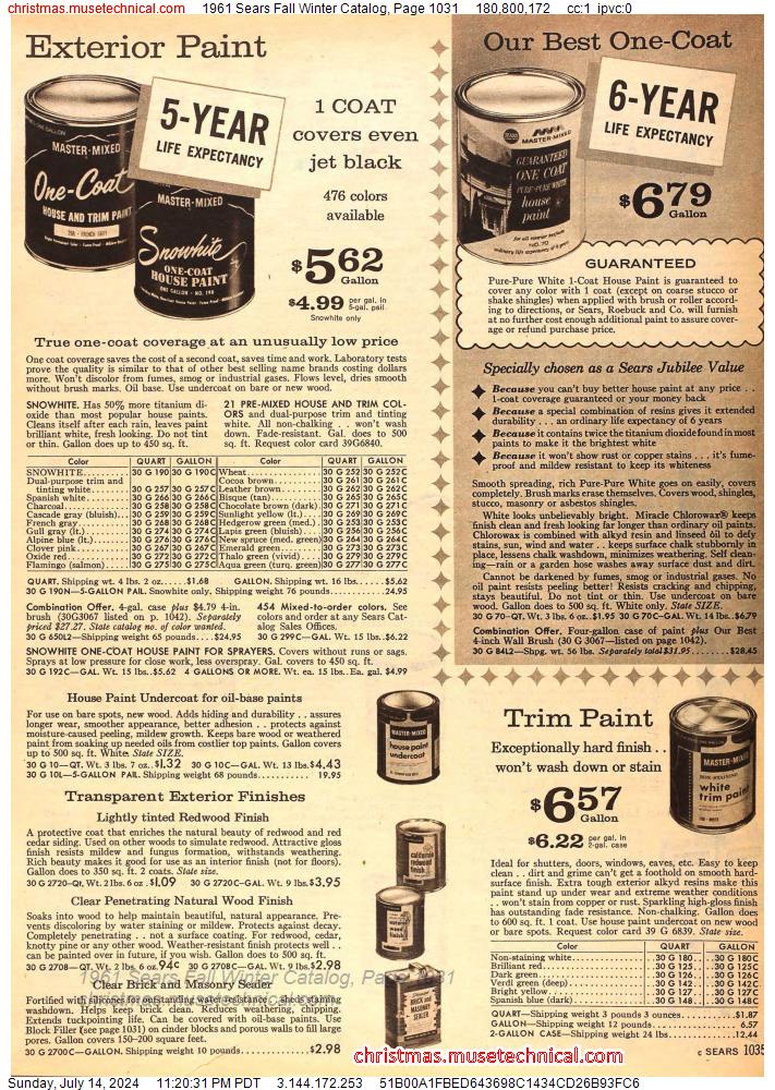 1961 Sears Fall Winter Catalog, Page 1031