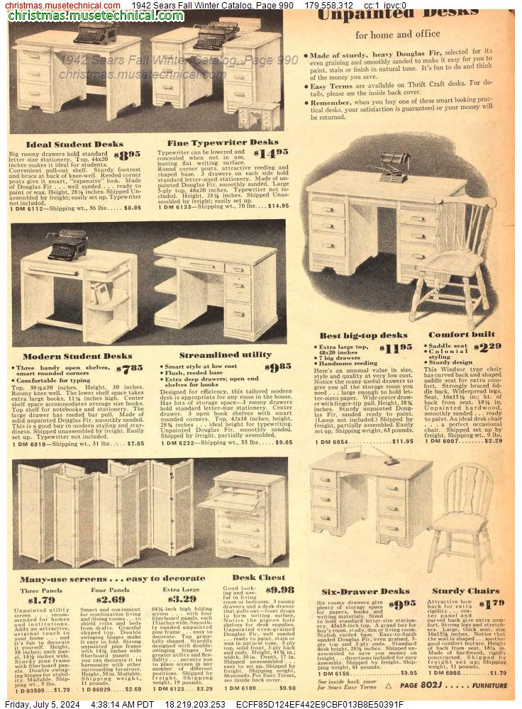 1942 Sears Fall Winter Catalog, Page 990