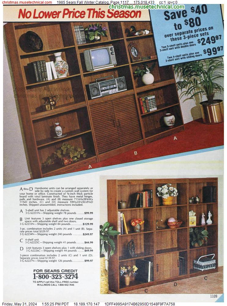 1985 Sears Fall Winter Catalog, Page 1117