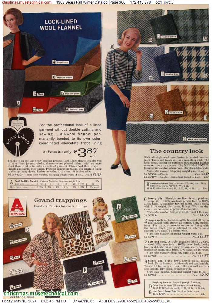 1963 Sears Fall Winter Catalog, Page 366