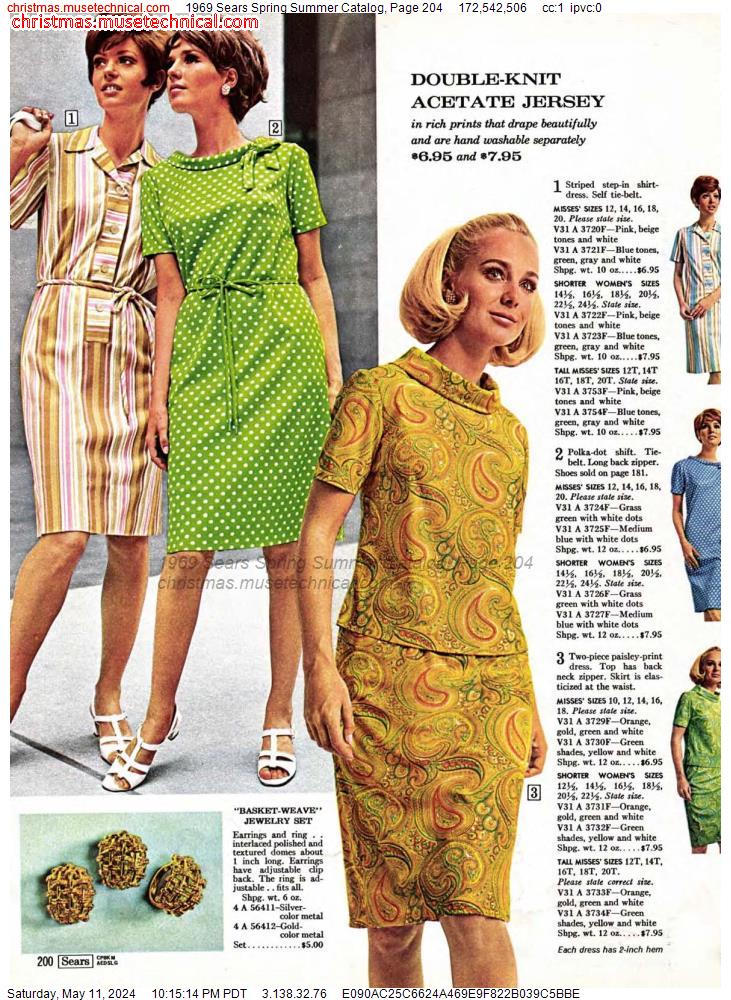 1969 Sears Spring Summer Catalog, Page 204