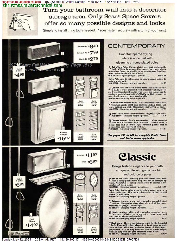 1970 Sears Fall Winter Catalog, Page 1516
