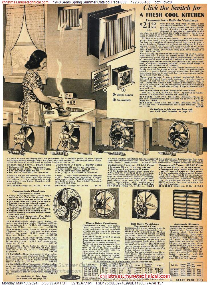 1940 Sears Spring Summer Catalog, Page 853