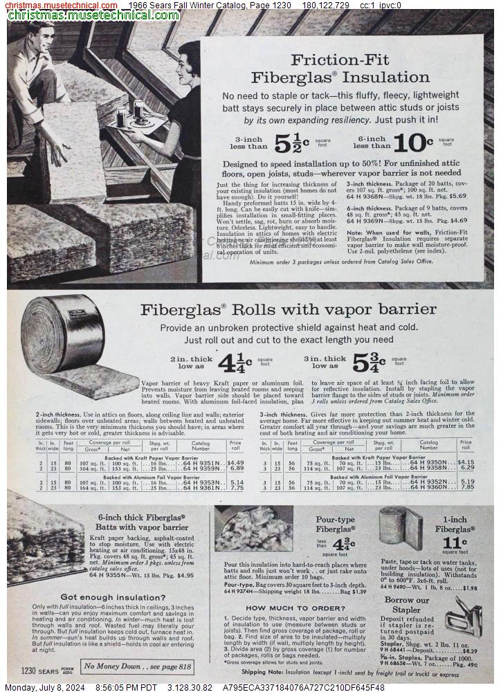 1966 Sears Fall Winter Catalog, Page 1230