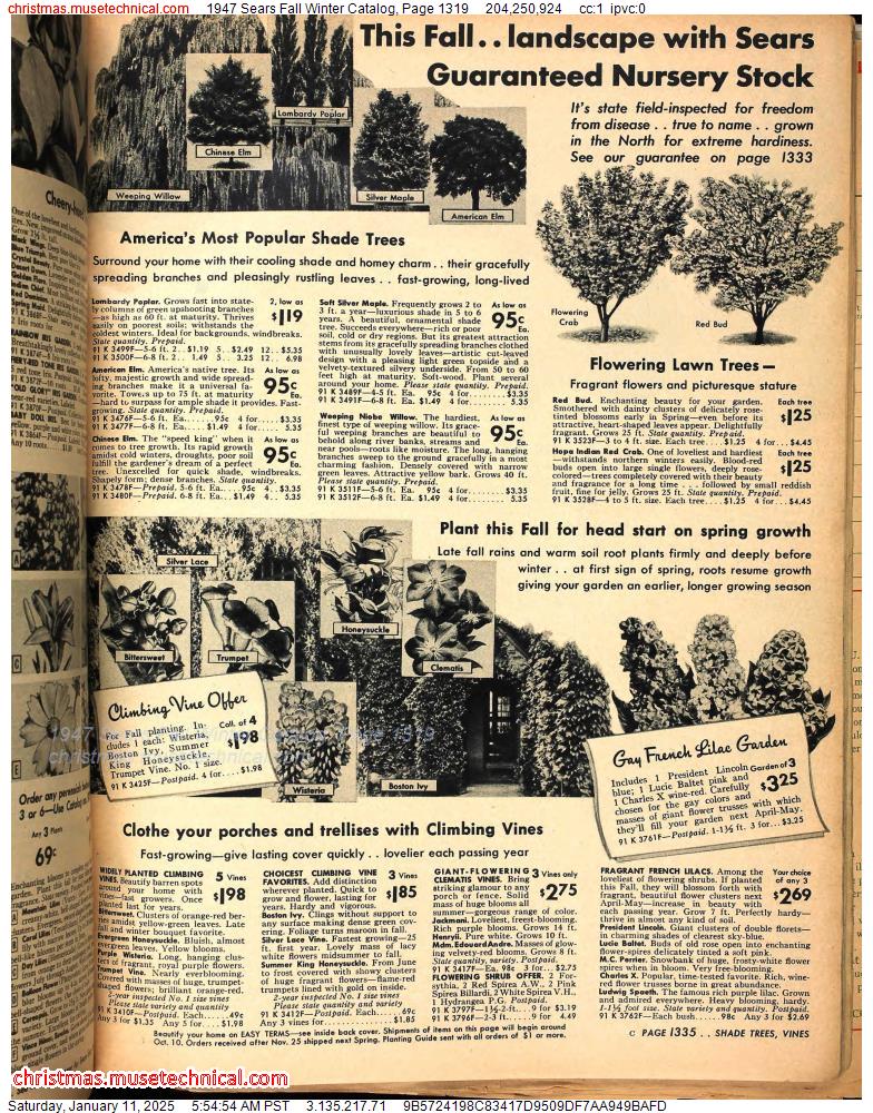 1947 Sears Fall Winter Catalog, Page 1319