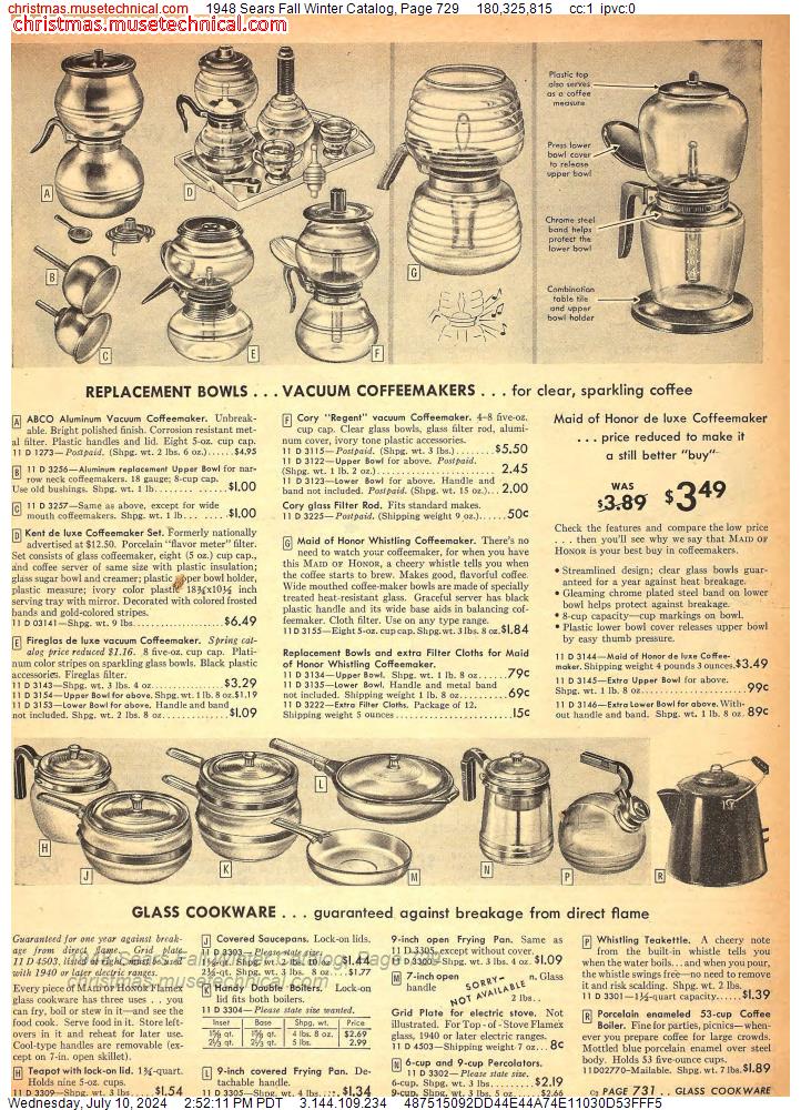 1948 Sears Fall Winter Catalog, Page 729