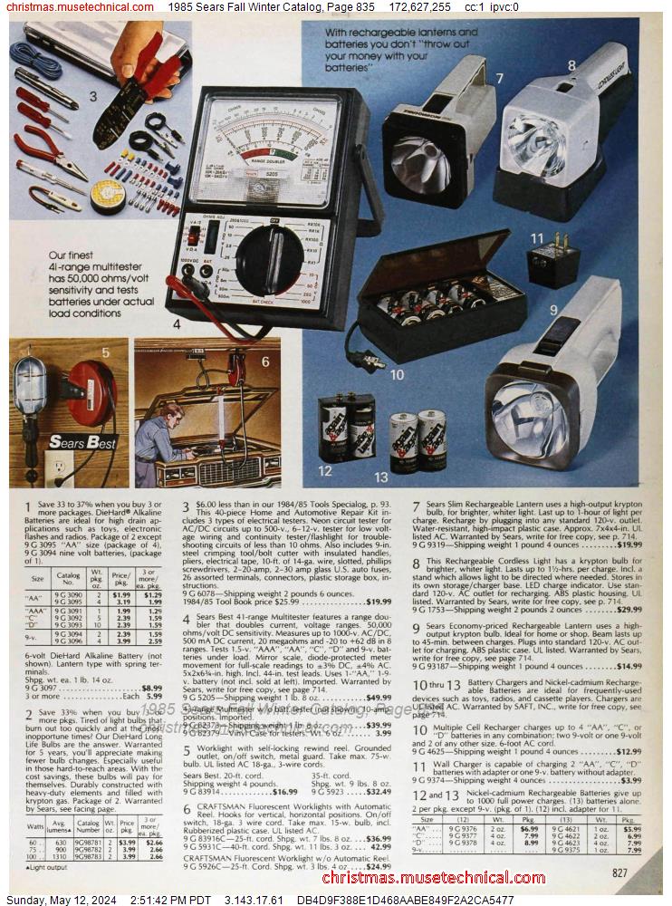 1985 Sears Fall Winter Catalog, Page 835