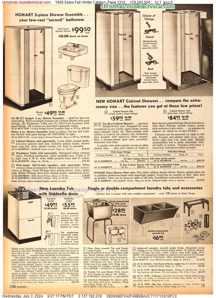 1958 Sears Fall Winter Catalog, Page 1310