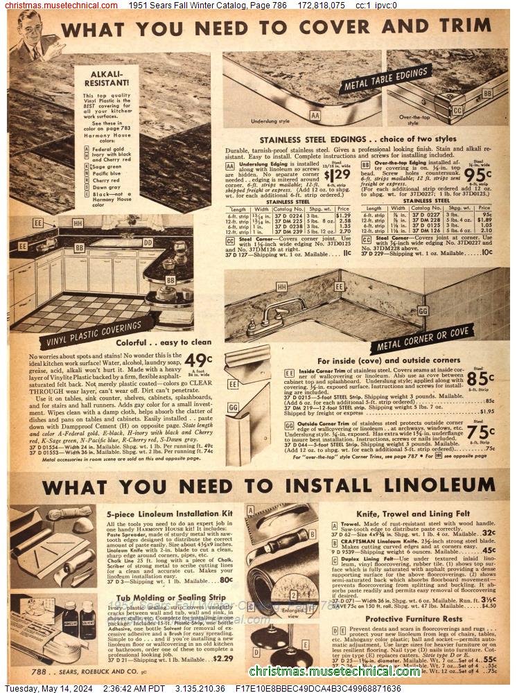 1951 Sears Fall Winter Catalog, Page 786