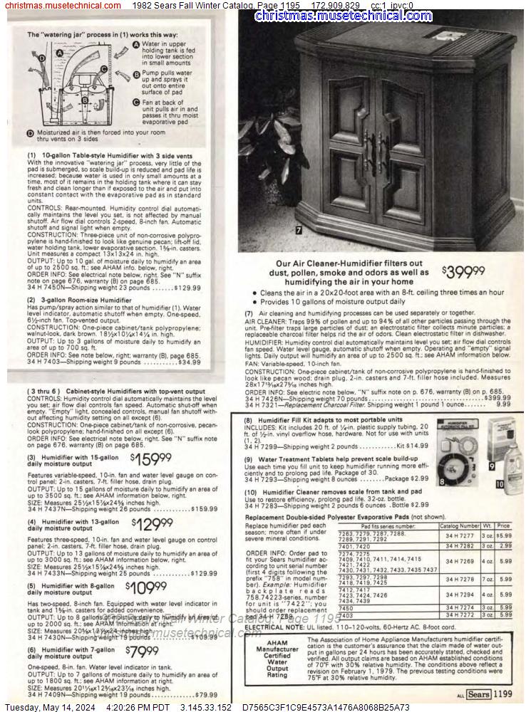 1982 Sears Fall Winter Catalog, Page 1195