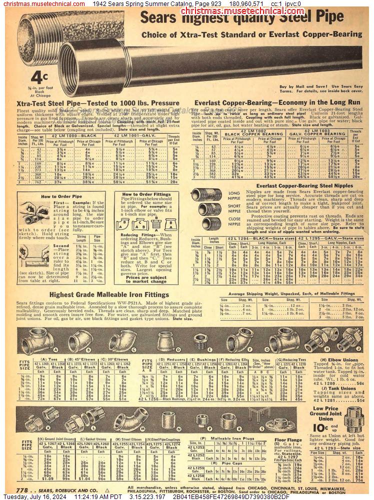 1942 Sears Spring Summer Catalog, Page 923